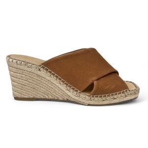 SPLENDID Britt Square Toe Cross Strap Espadrille Wedge in Brown Suede Size 10